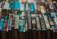 Colorful array of stacked books