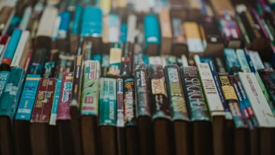 Colorful array of stacked books