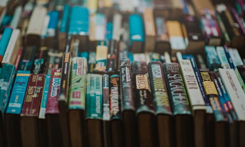 Colorful array of stacked books