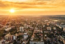 Sunset view of a city