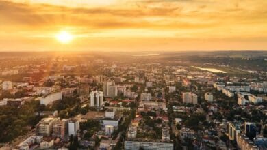 Sunset view of a city