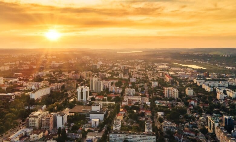 Sunset view of a city
