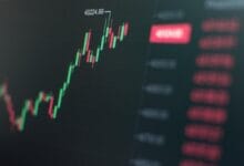 screen showing stock going up