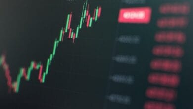 screen showing stock going up