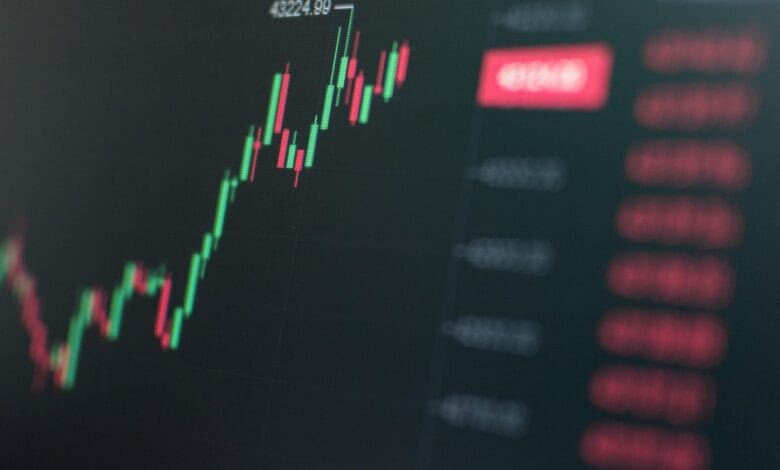 screen showing stock going up